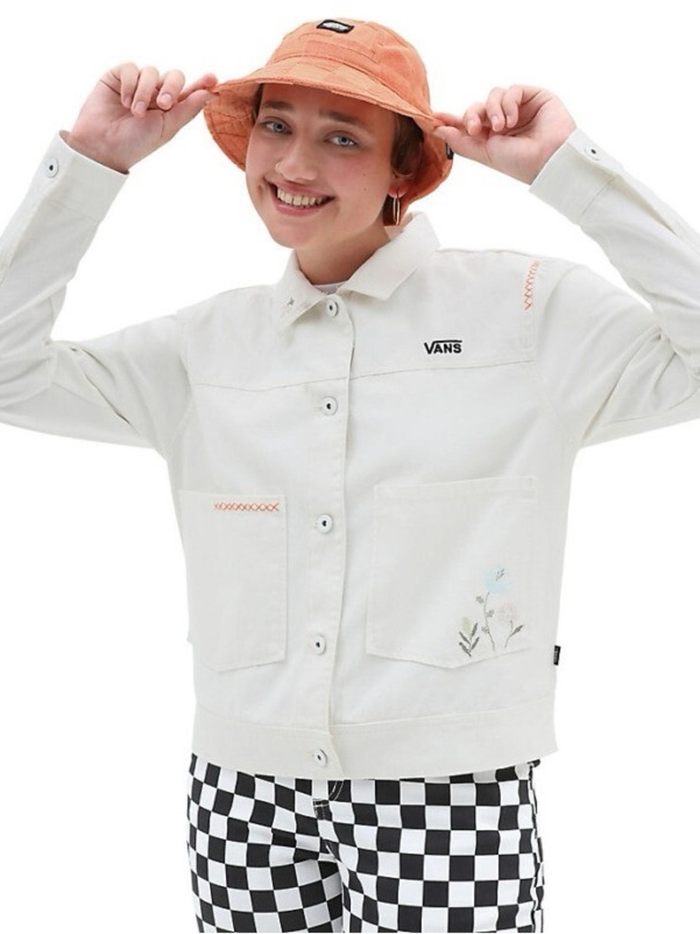 Vans Off-White Embroidered Canvas Jacket with Subtle Stitching